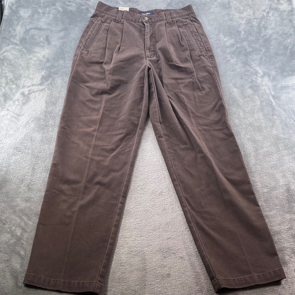 NWT Dockers Khakis Mens 32x32 Brown Pleated Cotton Twill Straight Leg Pants